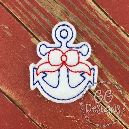 Anchor with Bow Felt Stitchies