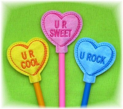 Candy Hearts Pencil Toppers