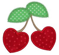 Heart Cherries Applique