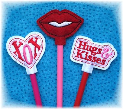 Hugs and Kisses Pencil Toppers