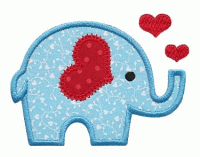 Valentine Elephant Applique