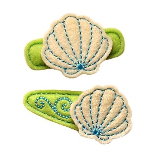 glitter felties Seashell Feltie Embroidered Felt UNCUT | set of 4 Shell felties beach felties Felt applique