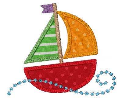 Swirly Sail Boat Applique - GG Designs Embroidery